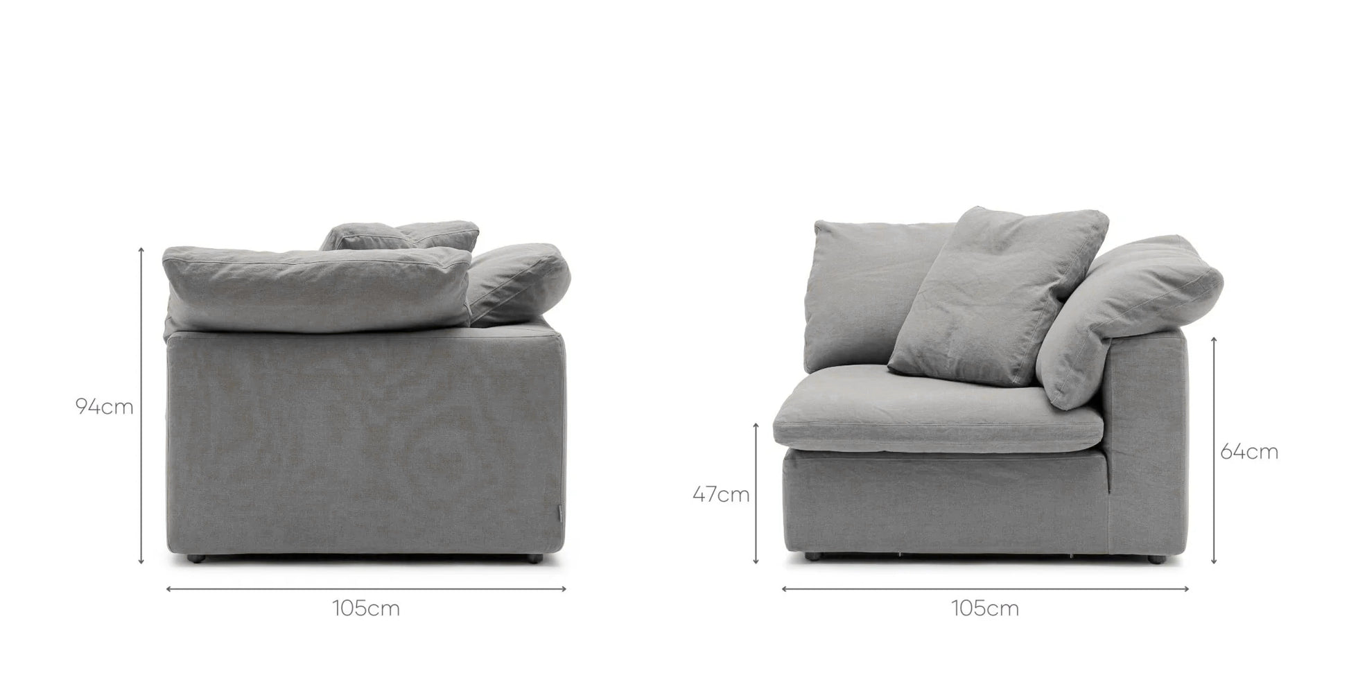 HavenlyCloud® Couch Corner in Gray | Performance Fabric