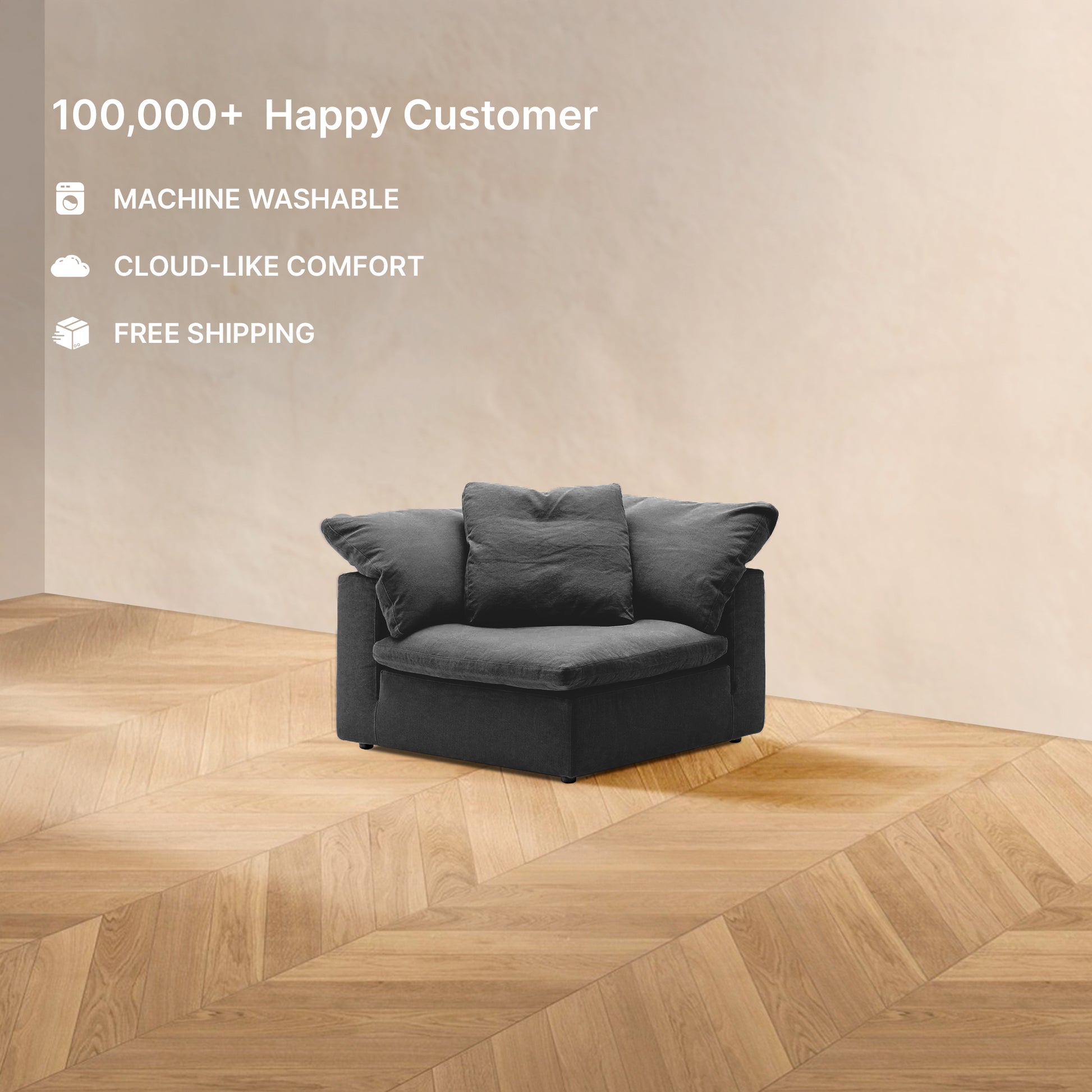 HavenlyCloud® Corner Couch in Black | Performance Fabric